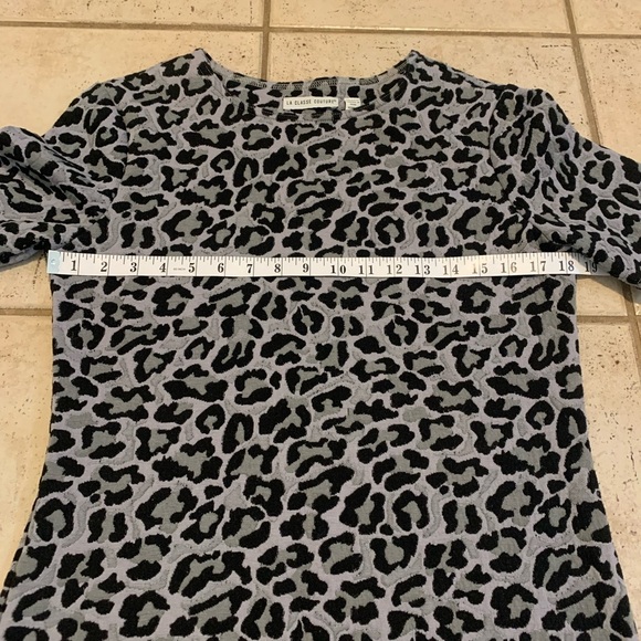 La Classe Couture Gray & Black Leopard Print Short Sleeve Mini Dress - Size M - Picture 5 of 8